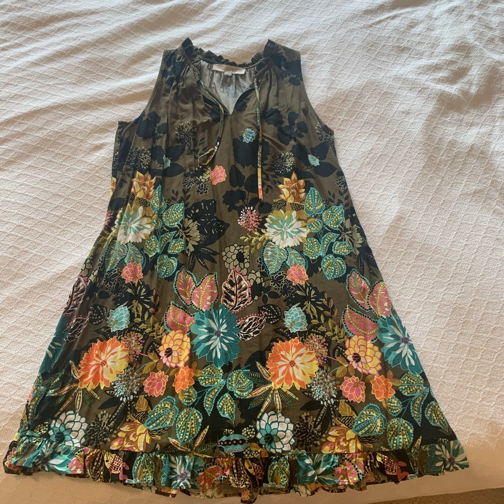 Loft XS floral flounce dress